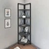 Kelsie Megapap metallic - melamine corner bookcase in black - anthracite color 33x33x162cm.