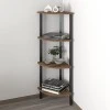 Lela Megapap melamine - metal corner bookcase in smoked walnut color 34x34x125cm.