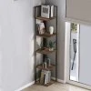 Lidia Megapap metallic - melamine corner bookcase in black - smoked walnut color 33.5x33.5x180cm.