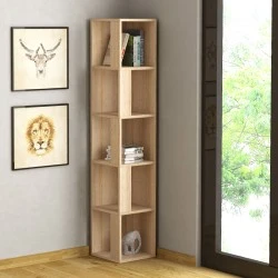 Piano Megapap corner melamine bookcase in oak color 31,4x31,4x158,9cm.