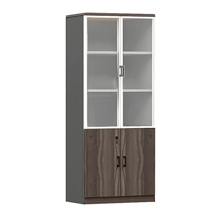 Advance office bookcase in dark walnut - grey color 80x40x200cm.