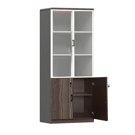 Advance office bookcase in dark walnut - grey color 80x40x200cm.