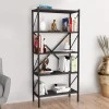 Jocasta Megapap melamine - metal bookcase in anthracite color 66x34x160cm.