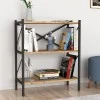 Jocasta Megapap melamine - metal bookcase in pine oak color 66x34x85cm.
