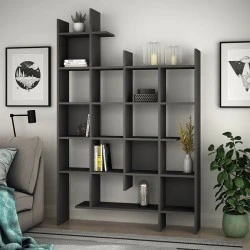 Manco Megapap melamine bookcase in anthracite color 122x25,5x188cm. Manco Megapap melamine bookcase in anthracite color 122x25,5x188cm.