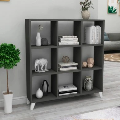Saul Megapap melamine bookcase in anthracite color 88,2x20x88,2cm.