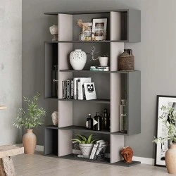 Mito Megapap melamine bookcase in light mocha - anthracite color 108x25x161cm.