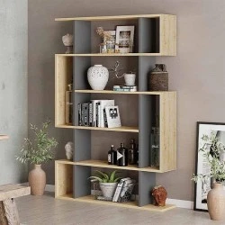 Mito Megapap melamine bookcase in oak - anthracite color 108x25x161cm.