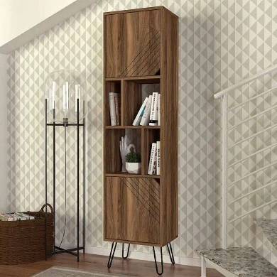 Norma Megapap melamine bookcase in walnut color 45x35x184cm.