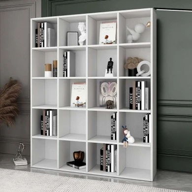 Oliver Megapap melamine bookcase in white color 129x30x160,8cm.