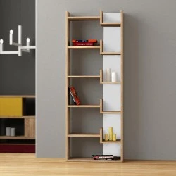 Oppa Megapap melamine bookcase in natural beech/white color 60x22x162cm.