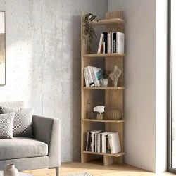 Perla Megapap melamine bookcase in sepet oak color 48x22x170cm. Perla Megapap melamine bookcase in sepet oak color 48x22x170cm.