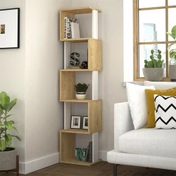 Βιβλιοθήκη Piri Megapap χρώμα sapphire oak/λευκό 35x30x161εκ.