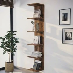 Ogden Megapap melamine bookcase in smoked walnut color 34,5x30x180cm. Ogden Megapap melamine bookcase in smoked walnut color 34,5x30x180cm.