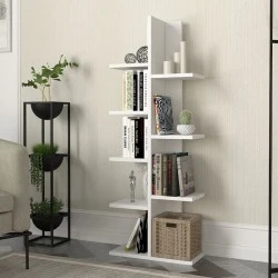Tree Megapap melamine bookcase in white color 45x21,4x121,8cm.