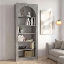 Βιβλιοθήκη Voila Megapap χρώμα γκρι σκυροδέματος 74x35x180εκ.