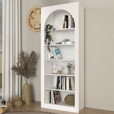 Voila melamine bookcase in white color 74x35x180cm.