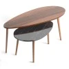 Elips Megapap melamine side tables in walnut - black marble effect color 116x46x46cm.