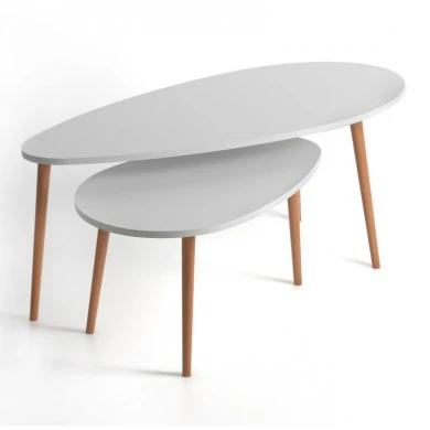 Elips Megapap melamine side tables in white color 116x46x46cm.