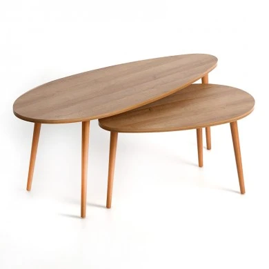 Elips Megapap melamine side tables in pine oak color 116x46x46cm.