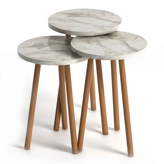 Roma Megapap melamine side tables in marble effect color
