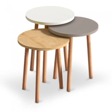 Roma Megapap melamine side tables in white - cappuccino - oak color