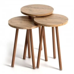 Roma Megapap melamine side tables in pine oak color