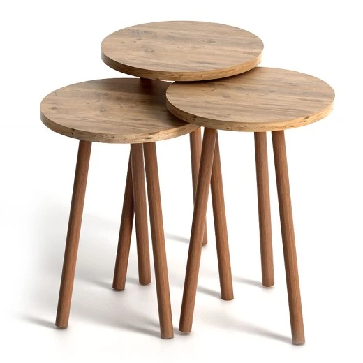 Τραπεζάκια βοηθητικά Roma Megapap χρώμα pine oak
