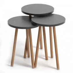 Roma Megapap melamine side tables in dark marble effect color