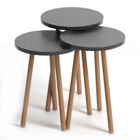 Roma Megapap melamine side tables in dark marble effect color