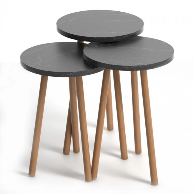 Roma Megapap melamine side tables in dark marble effect color