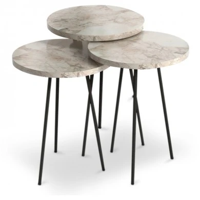Select Megapap metallic - melamine side tables in beige marble effect color
