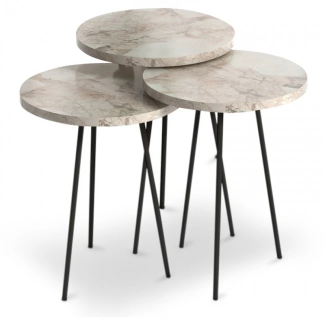 Select Megapap metallic - melamine side tables in beige marble effect color