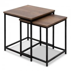 Florence Megapap side tables zigon set of 2 Mdf - metallic color walnut- black 46x46x50cm. Florence Megapap side tables zigon set of 2 Mdf - metallic color walnut- black 46x46x50cm.