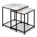 Florence Megapap side tables zigon set of 2 Mdf - metallic color beige marble effect 46x46x50cm.