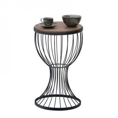 Aldora Megapap metallic - Mdf side table in walnut - black color 35x35x58cm.