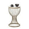 Aldora Megapap metallic - Mdf side table in gold - white marble effect color 35x35x58cm.