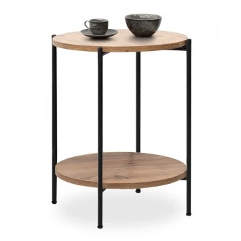 Argento Megapap metallic - melamine side table in pine oak color 43x43x60cm.