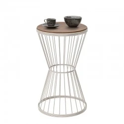 Hoffman Megapap metallic - Mdf side table in walnut - white color 35x35x58cm.