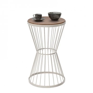 Hoffman Megapap metallic - Mdf side table in walnut - white color 35x35x58cm.