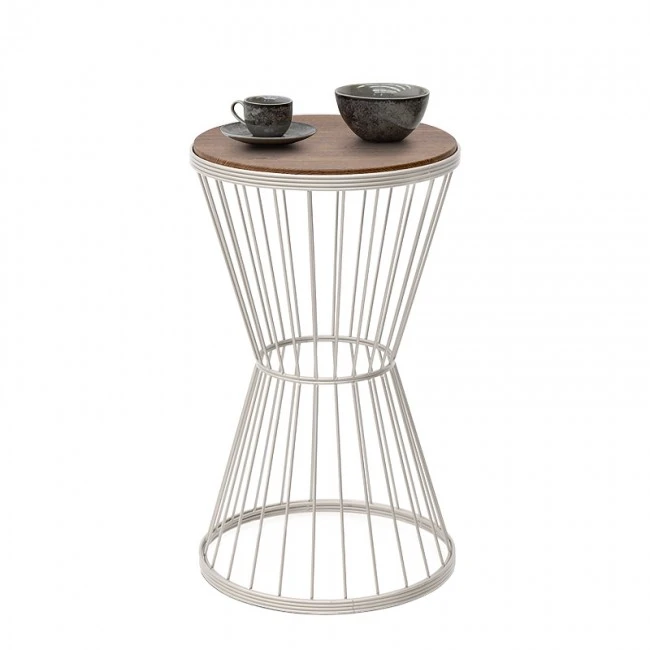 Hoffman Megapap metallic - Mdf side table in walnut - white color 35x35x58cm.