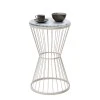 Hoffman Megapap metallic - Mdf side table in white - white marble effect color 35x35x58cm.