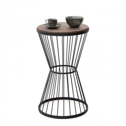 Hoffman Megapap metallic - Mdf side table in walnut - black color 35x35x58cm.