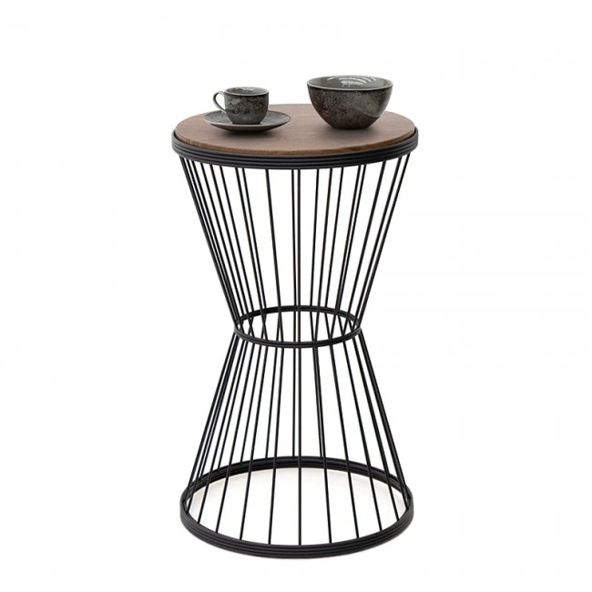Hoffman Megapap metallic - Mdf side table in walnut - black color 35x35x58cm.