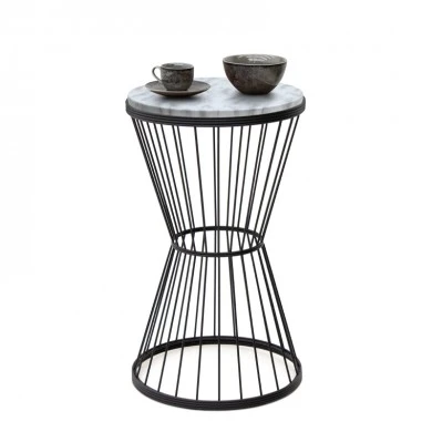 Hoffman Megapap metallic - Mdf side table in black - white marble effect color 35x35x58cm.