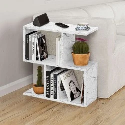 Homemania Megapap melamine side table in white marble color 60x20x60cm.