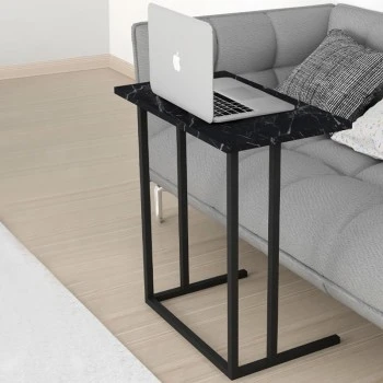 Jango Megapap metallic - melamine side table in black marble effect color 60x35,5x65,5cm.
