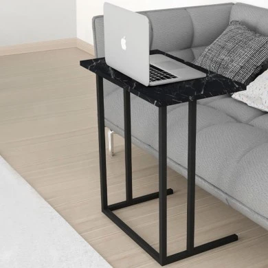 Jango Megapap metallic - melamine side table in black marble effect color 60x35,5x65,5cm.