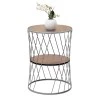 Jaspin Megapap metallic - Mdf side table in silver - walnut color 32x32x44cm.