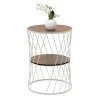 Jaspin Megapap metallic - Mdf side table in white - walnut color 32x32x44cm.